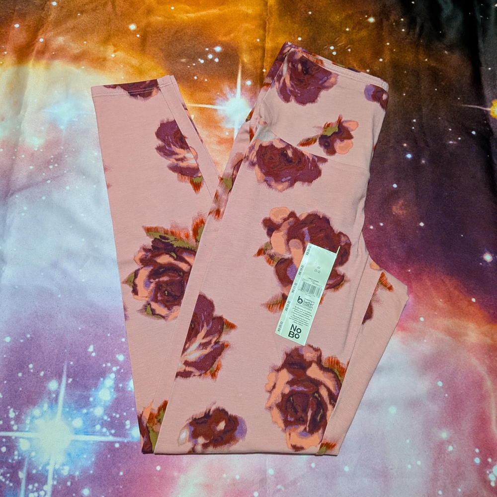 NOBO Pink Floral Leggings Size xs NWT